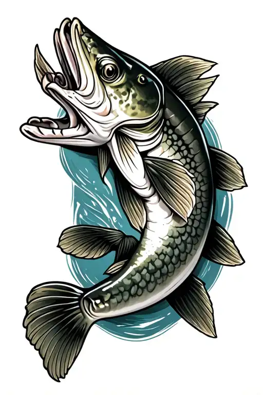 Northern pike tattoo design idea
