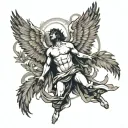 icarus falling angel with feathers tattoo design idea