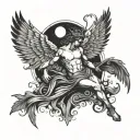 icarus falling angel with feathers tattoo design idea