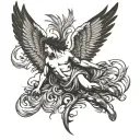 icarus falling angel with feathers tattoo design idea