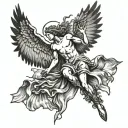 icarus falling angel with feathers tattoo design idea