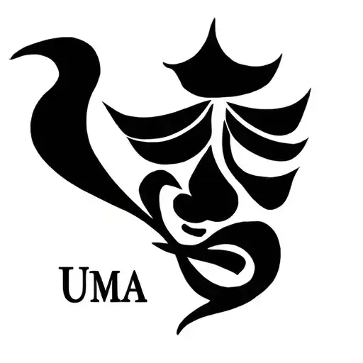 Maa in hindi with trishul and the name Uma tattoo design idea