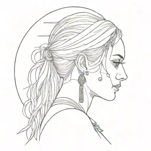 fine line geometric micro realism pirate gypsy women binary tattoo design idea