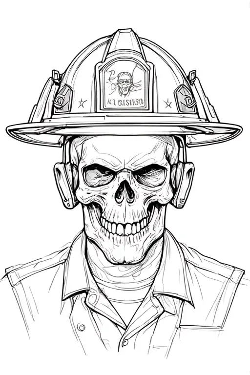 FIREFIGHTER HELMET WITH SKULL AND tattoo design idea