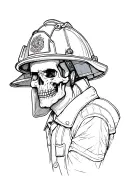 FIREFIGHTER HELMET WITH SKULL AND tattoo design idea