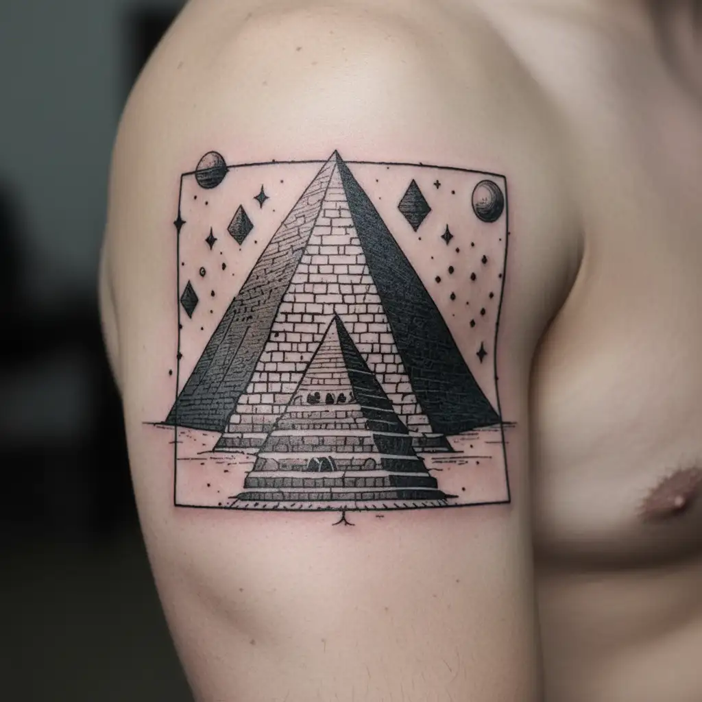 cool pyramids tattoo design idea