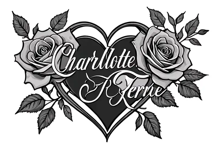 "Charlotte Rene Terrell " rose intertwined hearts tattoo design idea