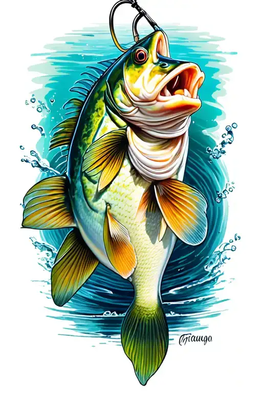 striped bass fishing hooks tattoo design idea