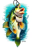 striped bass fishing hooks tattoo design idea