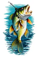 striped bass fishing hooks tattoo design idea