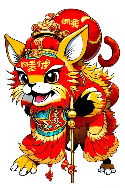 tutem pole using Chinesse new year animals peeking tattoo design idea