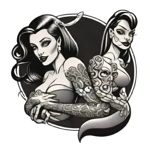 jessica rabbit holding each other tattoo design idea