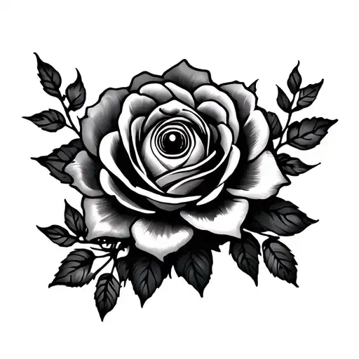 hamsa and evil eye roses tattoo design idea