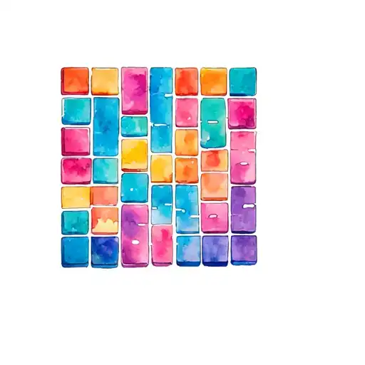 Tetris theme as an anniversary for a husband and wife. The pieces on each tattoo should connect to make a square tattoo design idea