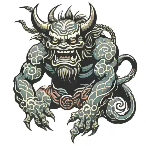 demon oni japanese style tattoo design idea