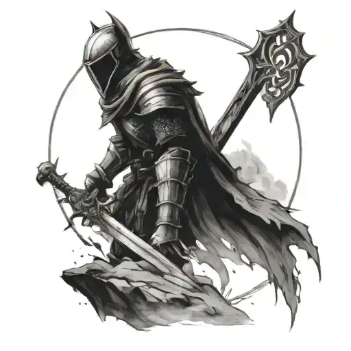 power, solitude, dark souls tattoo design idea