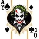 Black and gold card, a small heart, diamond, club and spade in each corner and a joker image in the middle tattoo design idea