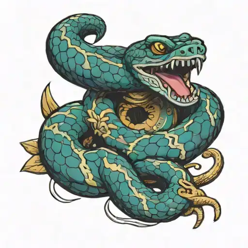 snake eating a cookie tattoo design idea