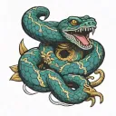 snake eating a cookie tattoo design idea