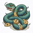 snake eating a cookie tattoo design idea