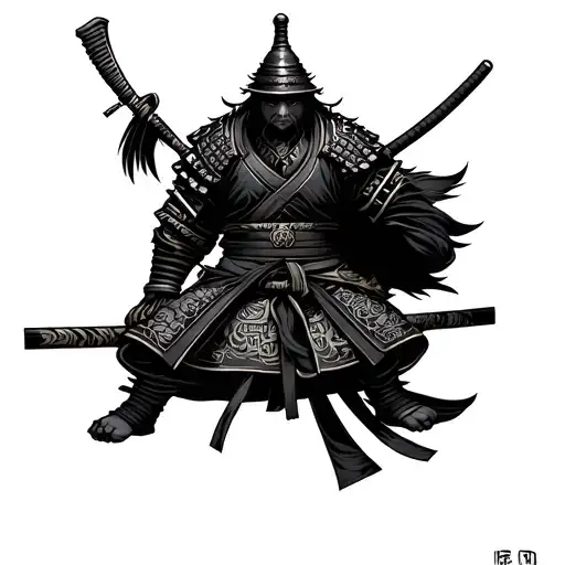 samurai warrior black belt wrapped tattoo design idea