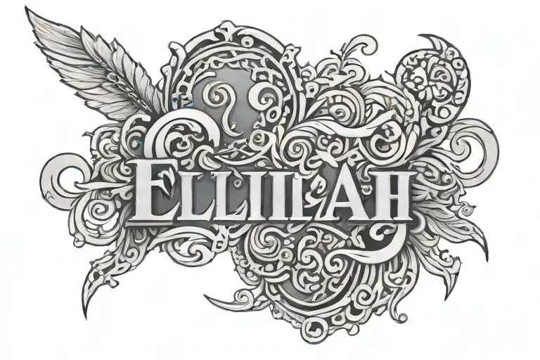 the name "Elijah"  tattoo design idea