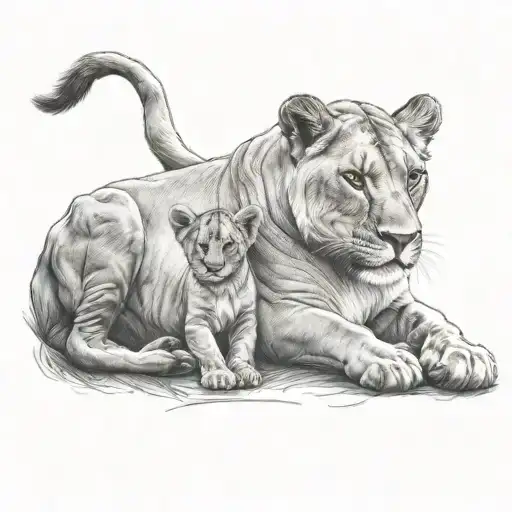 Lioness And Cub tattoo design idea