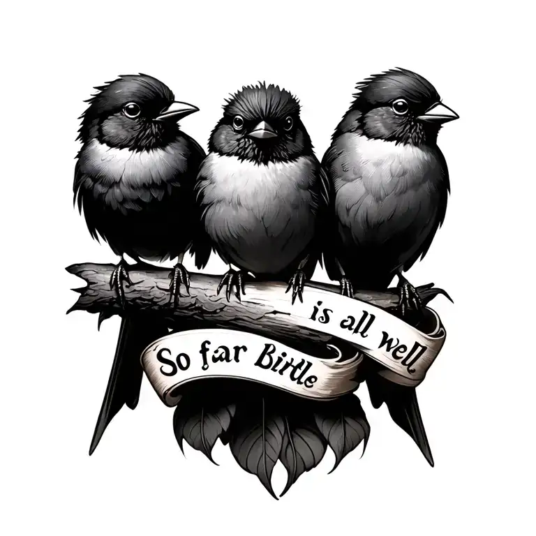 "So far all is well" Three Little Birds tattoo design idea