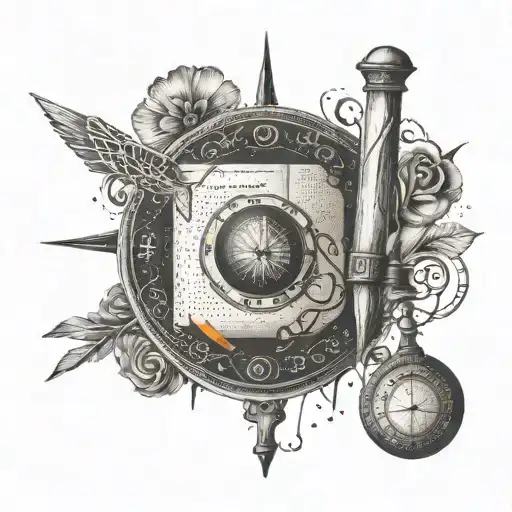 Combine classic English literature symbols with a writer's tools in a dotwork design tattoo design idea