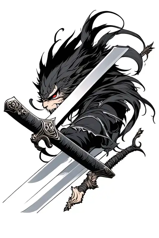 Tanjiro demon slayer sword tattoo design idea