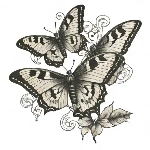 luna moth and swallowtail butterfly split in half tattoo design idea