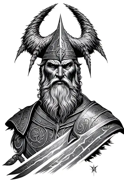 Heimdall bifrost realistic black tattoo design idea