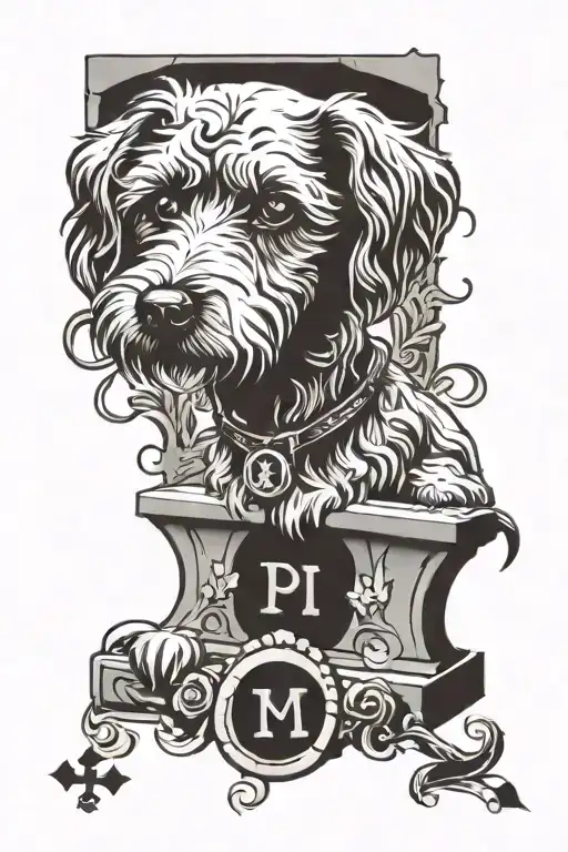 schnoodle head on a tombstone rip pipi at the tombstone  tattoo design idea