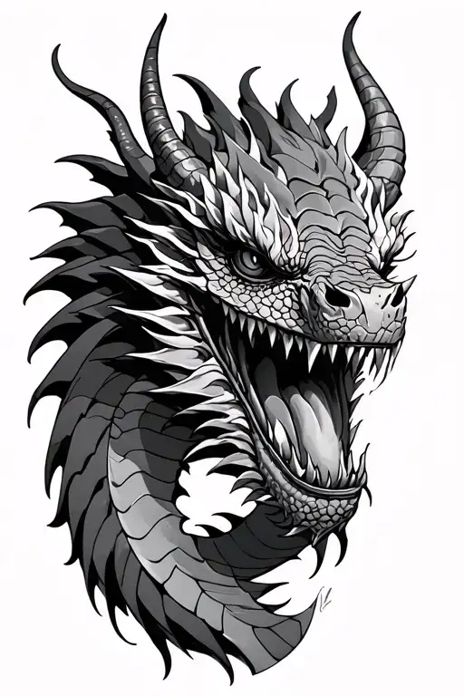 Dragon head tattoo design idea