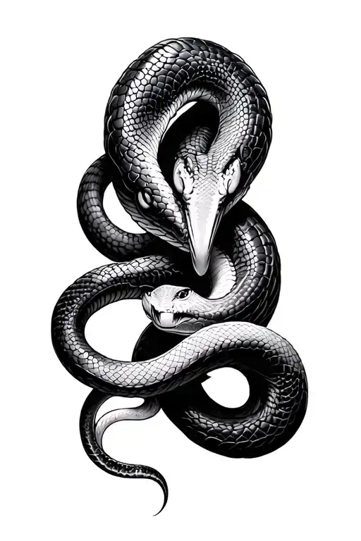 two snakes facing each other tattoo design idea