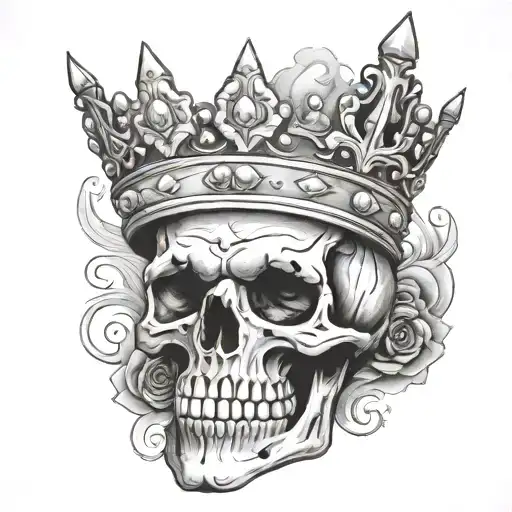 skull with crown and diamond eye tattoo design idea