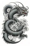 japanese dragon and koi fish swimming tattoo design idea