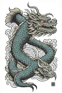 japanese dragon and koi fish swimming tattoo design idea