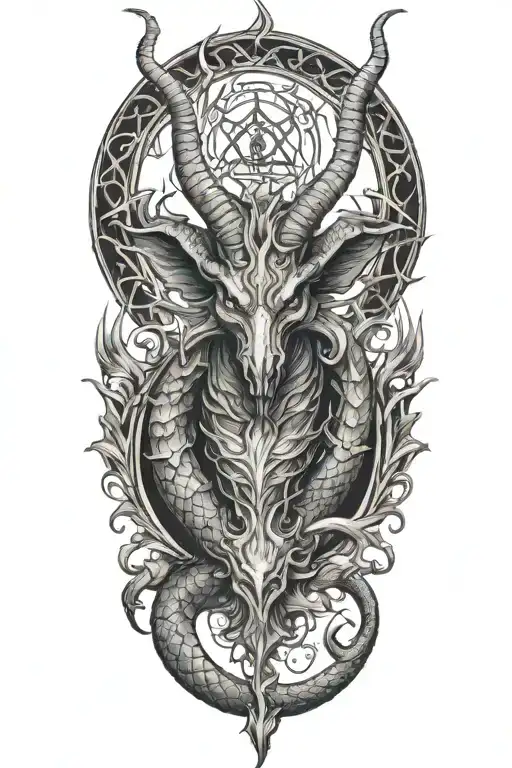 baphomet fire dragon tattoo design idea