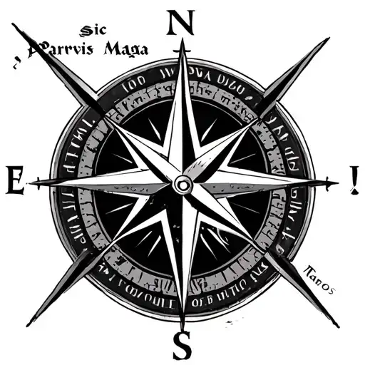 "Sic Parvis Magna" Compass combined tattoo design idea