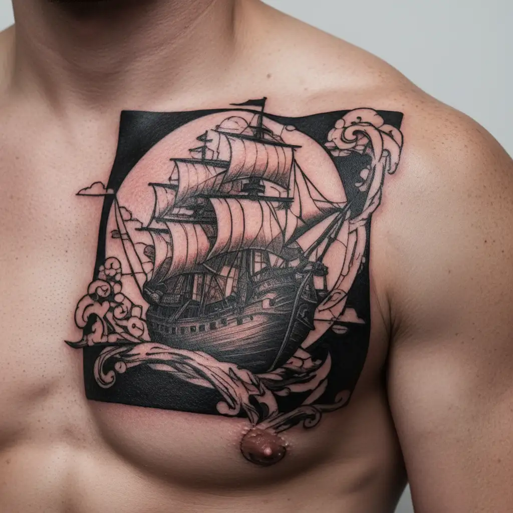 Disney Treasure Planet boat floating tattoo design idea