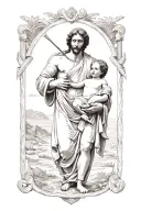 st christopher carrying baby jesus tattoo design idea