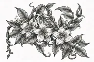 long lin twisted branches jasmine and orange blossoms tattoo design idea
