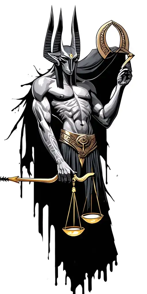 anubis holding the balance tattoo design idea