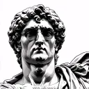 JULIUS CAESAR STATUE front facing, with words "veni, vidi, veci" under his face NO SUNGLASSES  tattoo design idea