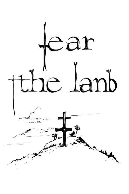 "fear the lamb"" orthodox cross on a hill tattoo design idea