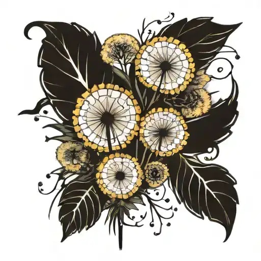 dandelion clock family tattoo design idea