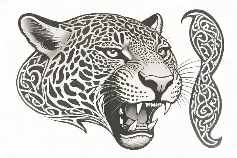 jaguar with celtic tribal linework tattoo tattoo design idea