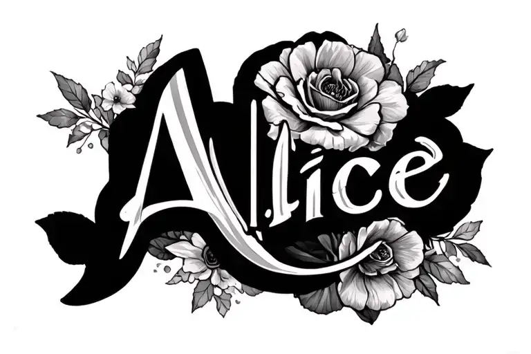 Name "Alice" in honor to my grandmother and neice tattoo design idea