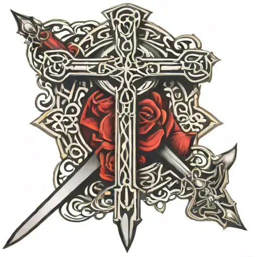 celtic cross and sword tattoo design idea